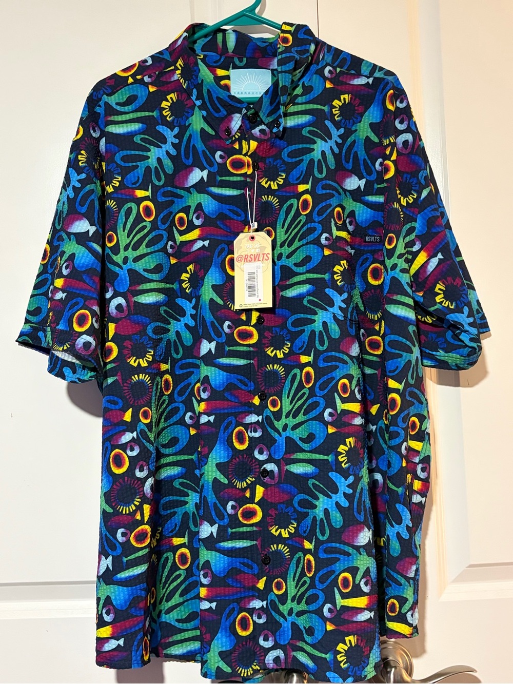 RSVLTS 3XL “Rad Reef” Seersucker Men’s Button Up shirt, NWT
